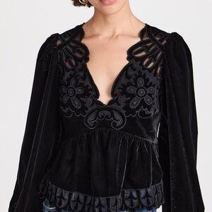Sea New York Dana Velvet Embroidered Top